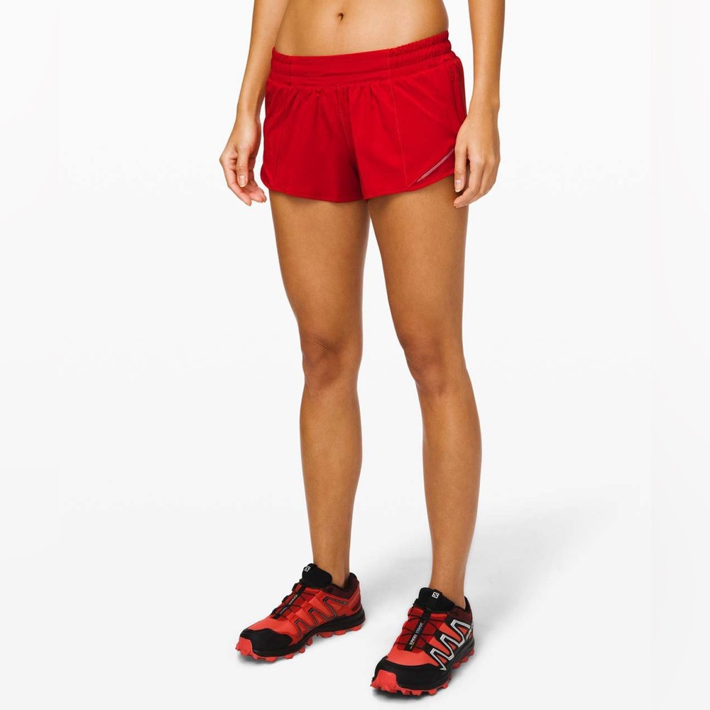 Lululemon dark red Hotty Hot 2.5 shorts size 4
